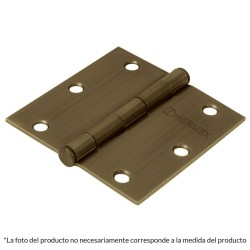 Bisagra cuadrada 2-1/2', acero latonado antiguo, plana