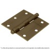 Bisagra cuadrada 2-1/2', acero latonado antiguo, redonda