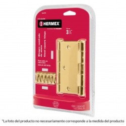 Bisagras cuadradas 3', acero latonado, plana, blíster 2