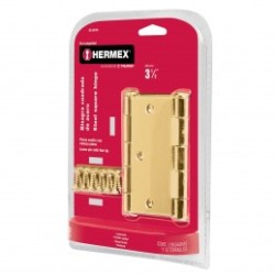 Bisagras cuadradas 3-1/2', acero latonado, plana, blíster 2