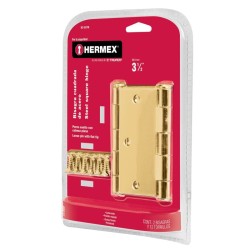 Bisagras cuadradas 3-1/2', acero latonado, plana, blíster 2