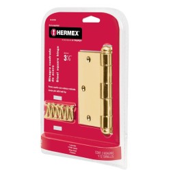 Bisagras cuadradas 3-1/2', acero latonado, redonda,blíster 2