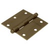 Bisagra cuadrada 3-1/2', acero latonado antiguo, redonda
