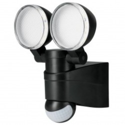 Arbotante negro con sensor de movimiento, LED, 12 W