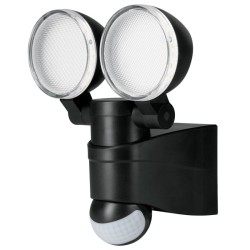 Arbotante negro con sensor de movimiento, LED, 12 W