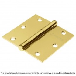 Bisagra cuadrada, 4', acero latonado, plana, Hermex Basic