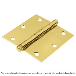 Bisagra cuadrada 4', acero latonado, redonda