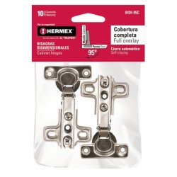 Bisagras bidimensional, 95°, cobertura completa, bolsa 2pzas