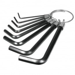 Juego de 8 llaves Allen tipo llavero, milimétricas, Pretul