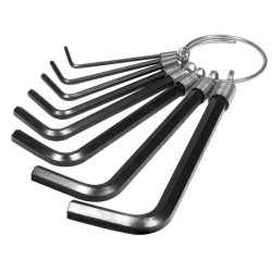 Juego de 8 llaves Allen tipo llavero, milimétricas, Pretul