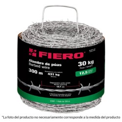 Alambre de púas, calibre 12.5, rollo de 34 Kg.