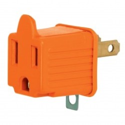 Adaptador 3 a 2 naranja, Volteck, 2 piezas