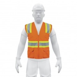 Chaleco de seguridad, maxima visibilidad, con bolsas,naranja