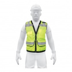 Chaleco seguridad reforzado, con bolsas, verde, extra grande