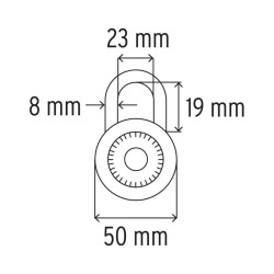 Candado de acero de combinación, 50mm, Hermex Basic
