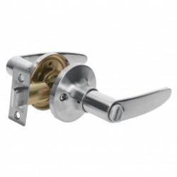 Cerradura manija, cilindro latón, cromo mate, baño