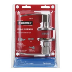 Cerradura manija, cilindro latón, cromo mate, recámara