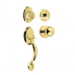 Cerradura, latón brillante, mariposa, pomo, Hermex Basic