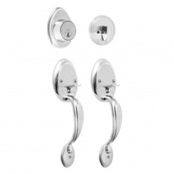 Cerradura entrada, cromo mate, mariposa, Hermex Basic