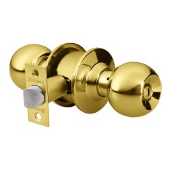 Cerradura pomo, latón brillante, esfera, baño