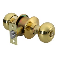 Cerradura pomo, latón brillante, oval, recámara