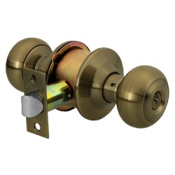 Cerradura pomo, latón antiguo, oval, entrada