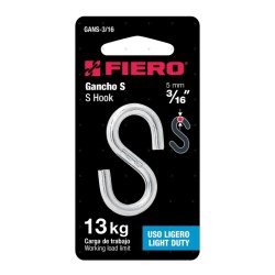 Gancho 'S' para cable de 3/16'