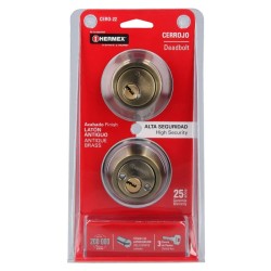 Cerrojo latón antiguo, doble cilindro