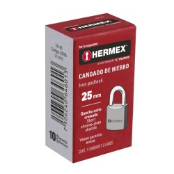 Candado de hierro, 25mm, gancho corto, caja