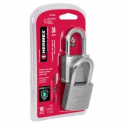 Candados de hierro, 38mm, gancho largo, blister, 2 piezas