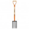 Bieldo para jardín, 4 dientes, puño metálico, mango 30'