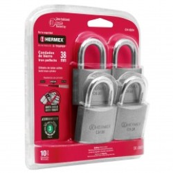 Candados de hierro, 38mm, gancho corto, blister, 4 piezas