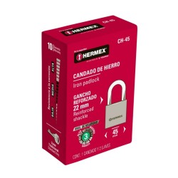 Candado de hierro, 45mm, gancho corto, caja