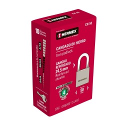 Candado de hierro, 50mm, gancho corto, caja