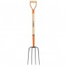 Bieldo para paja, 4 dientes, puño 'Y', mango de 35'