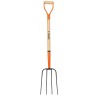Bieldo para paja, 4 dientes, puño 'Y', mango de 35'