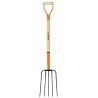 Bieldo para paja, 5 dientes, puño 'Y', mango de 35'