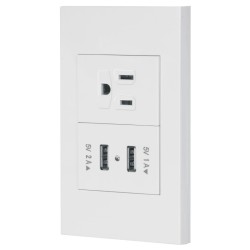 Placa armada 1contacto, 2puertos USB, 1.5mod,Española,blanco