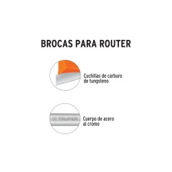 Broca para router, media caña, 1/2'