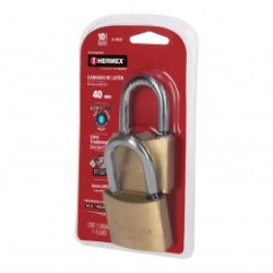 Candados de latón, 40mm, gancho largo, blister 2 piezas