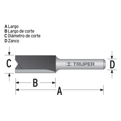 Broca para router, recta 2 filos, 5/8'