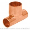 Tee de cobre reducida, 3/4' x 1/2' x 1/2'