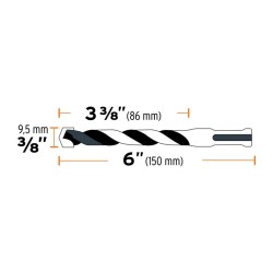 Broca con sistema directo de inserción, 3/8 x 6'