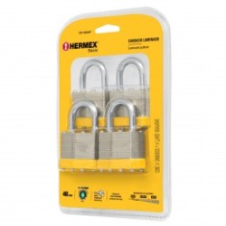 Candados laminados, 40mm, blister 4 piezas, Hermex Basic