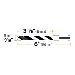 Broca con sistema directo de inserción, 7/16 x 6'