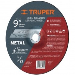 Disco desbaste metal, tipo27,diámetro 9',alto rendimiento