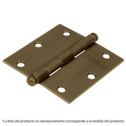Bisagra cuadrada 2', acero latonado antiguo, redonda